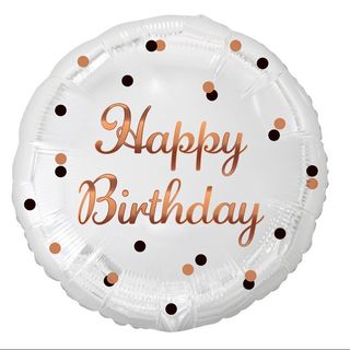 balon happy birthday biały w kropki