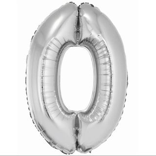 Balon z Helem Cyfra 0 srebrna