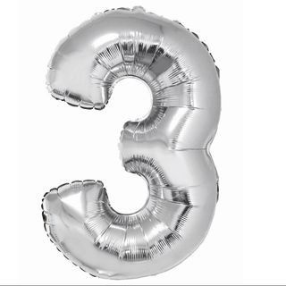 Balon z Helem Cyfra 3 srebrna