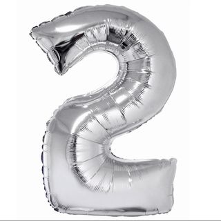Balon z Helem Cyfra 2 srebrna