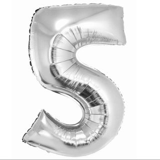 Balon z Helem Cyfra 5 srebrna
