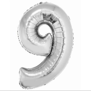 Balon z Helem Cyfra 9 srebrna