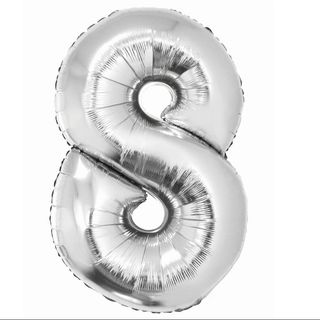Balon z Helem Cyfra 8 srebrna