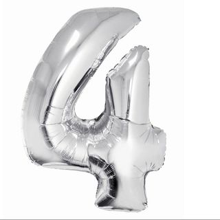 Balon z Helem Cyfra 4 srebrna