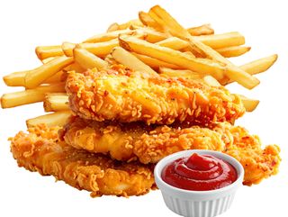 Stripsy + frytki (3szt strips + małe frytki + sos)