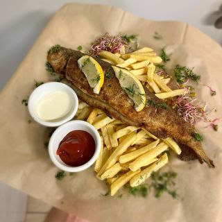 Pstrąg z patelni z surówką