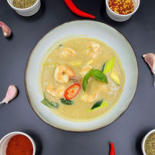 Green curry prawns 1p