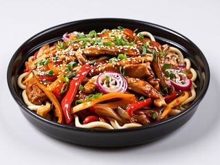 Makaron Udon Po azjatycku z krewetką