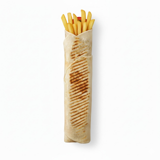 Kebab tortilla amerykański z frytkami średni
