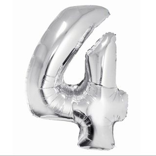 Balon z Helem Cyfra 4 srebrna