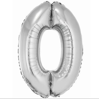 Balon z Helem Cyfra 0 srebrna