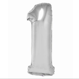 Balon z Helem Cyfra 1 srebrna