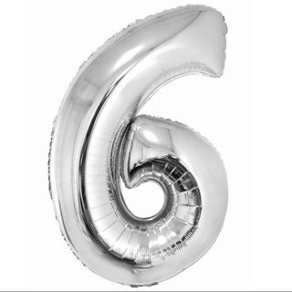 Balon z Helem Cyfra 6 srebrna