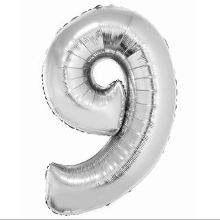Balon z Helem Cyfra 9 srebrna