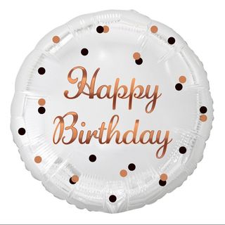 balon happy birthday biały w kropki