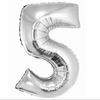 Balon z Helem Cyfra 5 srebrna