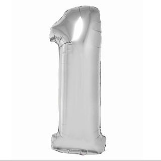 Balon z Helem Cyfra 1 srebrna