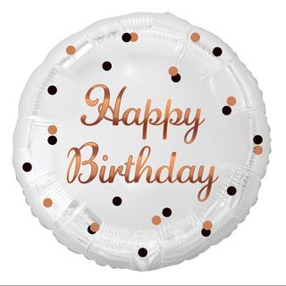 balon happy birthday biały w kropki