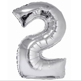 Balon z Helem Cyfra 2 srebrna