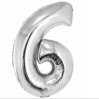 Balon z Helem Cyfra 6 srebrna