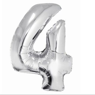Balon z Helem Cyfra 4 srebrna