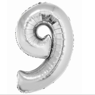 Balon z Helem Cyfra 9 srebrna
