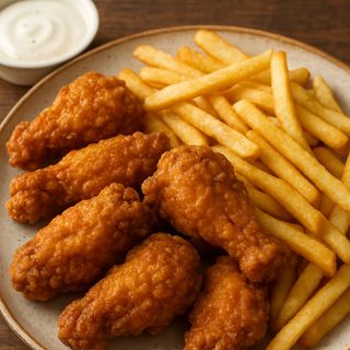 Skrzydełka kurczaka(7sztuk)+ frytki 