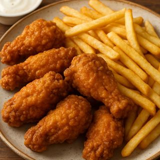 Skrzydełka kurczaka(10sztuk)+ frytki