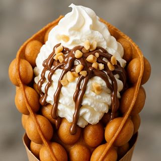 Gofr bąbelkowy z Nutellą i orzechami