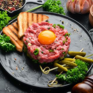 Tatar z Polędwicy wołowej z dodatkiem warzywek