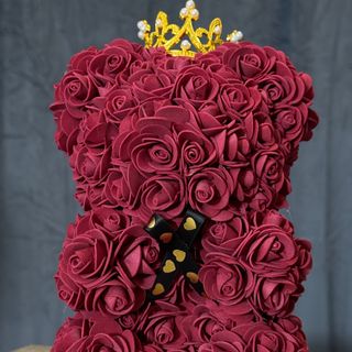 Miś z różyczek Burgundia S