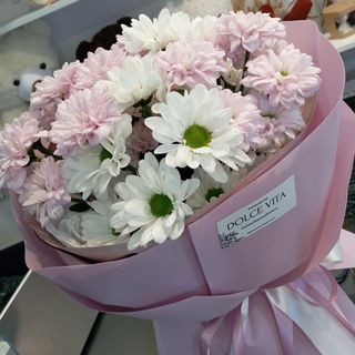 Bukiet n.30 z Hryzantema biało -różowej