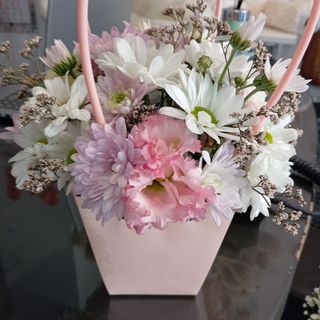 Torebka rożowa - mix kwiatów