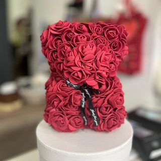 Miś z różyczek winny XS