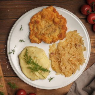 Panierowany kotlet z dwóch mięs (karkówka i schab)