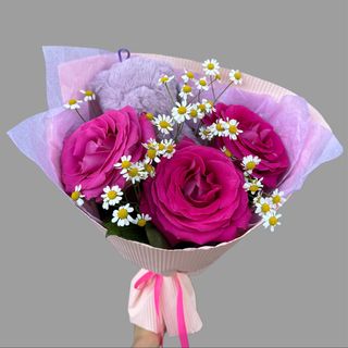 Miły bukiet z misiem