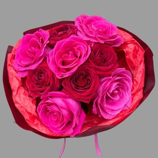 9 róż malinowo-różowych