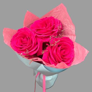 Bukiet 3 malinowych róż