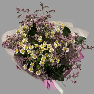 Bukiet limonium z rumiankiem 