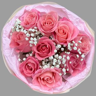 Bukiet róż z gipsophilą