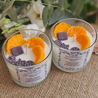 Świeca sojowa 200ml czekolada, pomarańcza, cynamon.