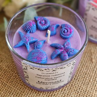 Mermaid, świeca sojowa 200ml karmel z maliną. 