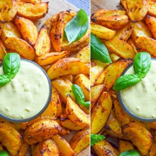 Chrupiące opiekane ziemniaczki BBQ około 150/200gram  + dip