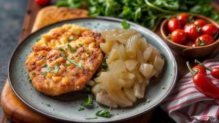 Kotlet z duszoną cebulką