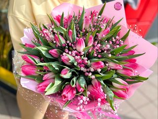 Tulipany z gipsówką