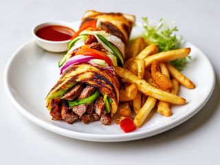Rollo kebab z frytkami i surówką
