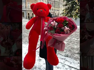 Zestaw misiu + bukiet romantyczny