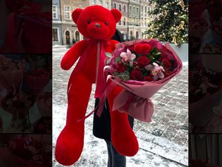 Zestaw misiu + bukiet romantyczny