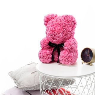 Miś z różyczek różowy duży 