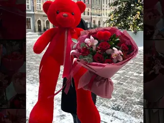 Zestaw romantyczny miś + bukiet